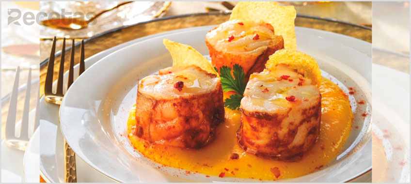 Rape alangostado con crema de mango